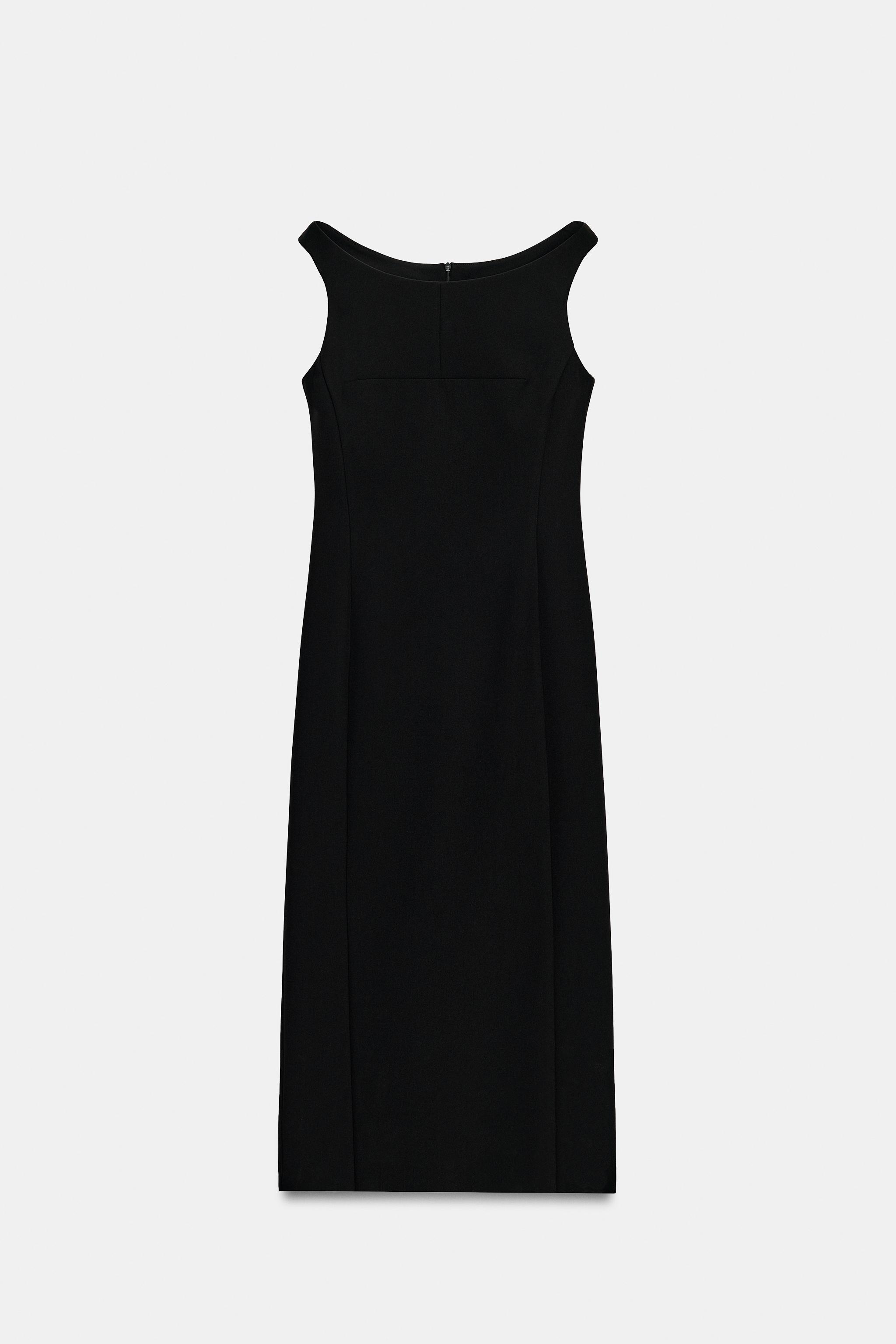 ROBE MI-LONGUE À ENCOLURE BATEAU